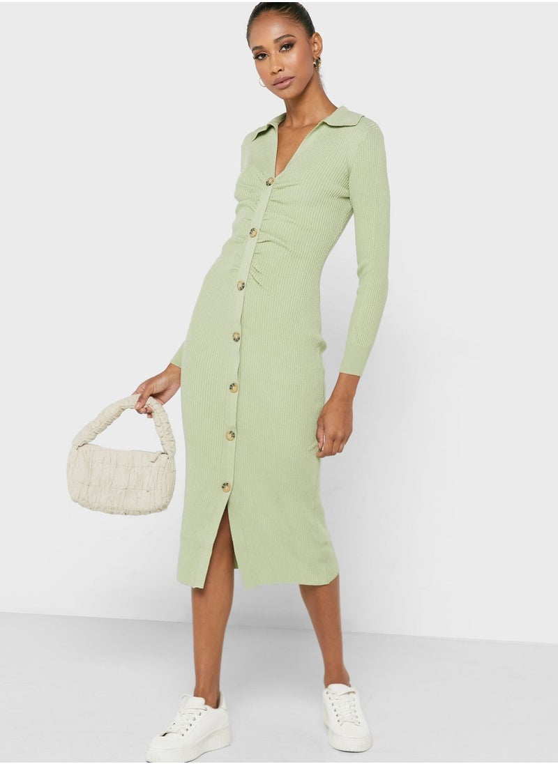 NEW LOOK - Ribbed Button Down Dress - Image 1