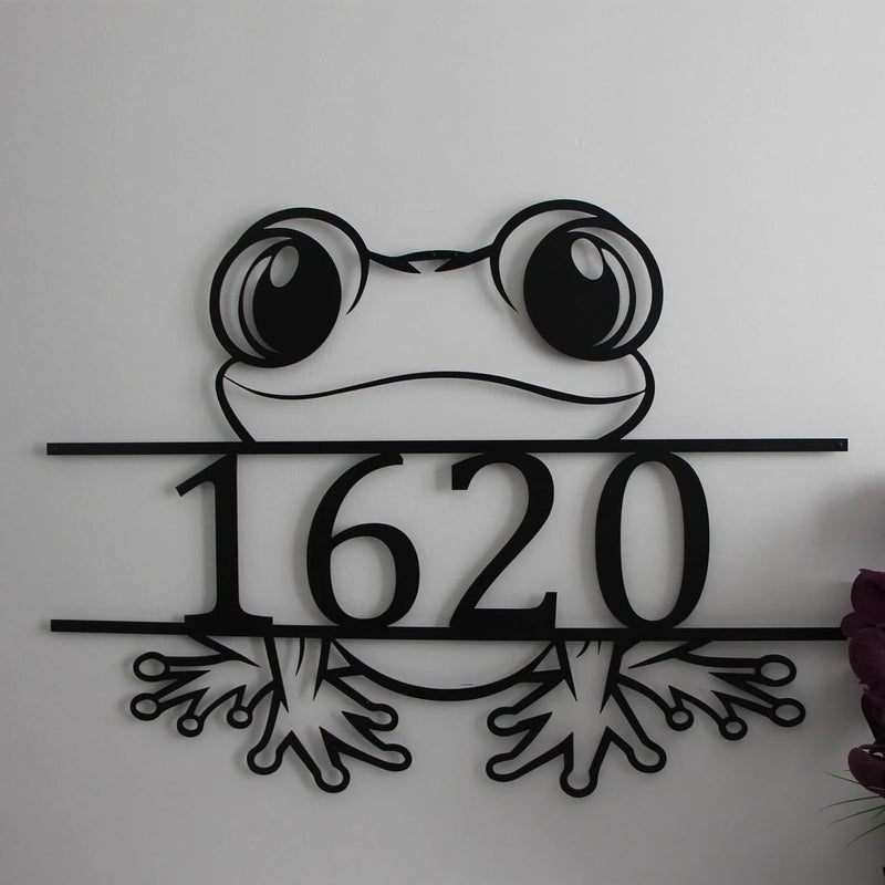 BLIND SHOP Cute Frog House Number wall art Silly Frog Metal Name Signs Custom Name Wall Decor Custom Metal Signs Personalized Sign for House Number wall art - Image 3