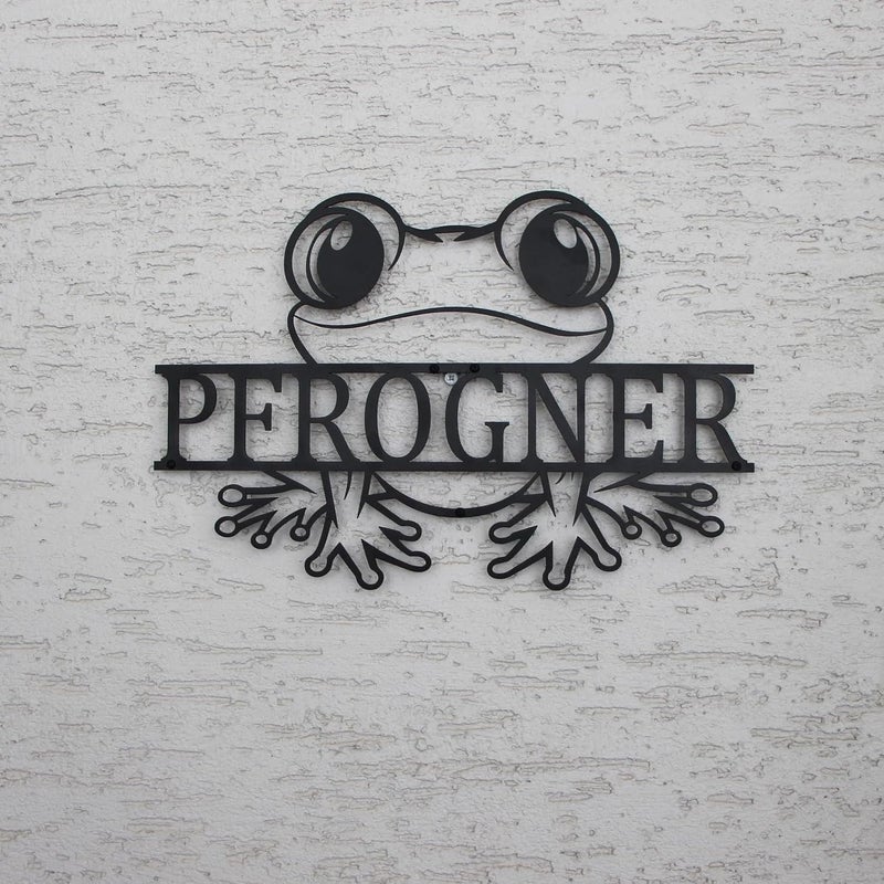 BLIND SHOP Cute Frog House Number wall art Silly Frog Metal Name Signs Custom Name Wall Decor Custom Metal Signs Personalized Sign for House Number wall art - Image 2