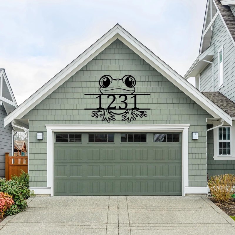 BLIND SHOP Cute Frog House Number wall art Silly Frog Metal Name Signs Custom Name Wall Decor Custom Metal Signs Personalized Sign for House Number wall art - Image 4