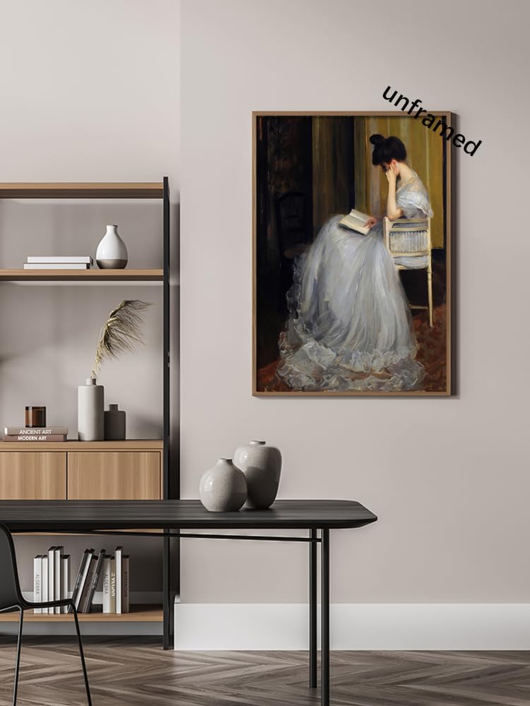 uoyien Vintage French Canvas Wall Art Famous Artwork Woman Reading Portrait Oil Painting Dark Academia Aesthetic Print 19th Century Antique Poster Retro Gallery Home Decor For Bedroom 12x16in Unframed - Image 5