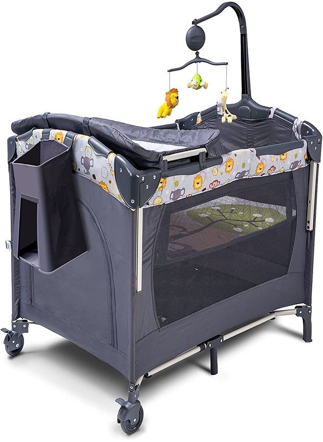 Beauenty Baby Bassinet for Sleeper with Wheels Adjustable with Mosquito Nets ,Folding Crib  - Image 1