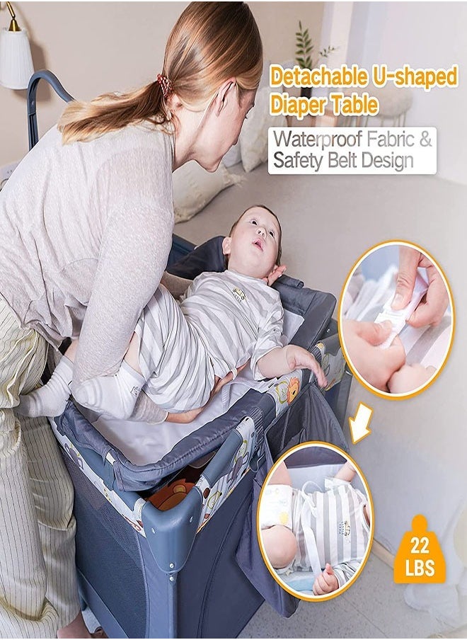 Beauenty Baby Bassinet for Sleeper with Wheels Adjustable with Mosquito Nets ,Folding Crib  - Image 3