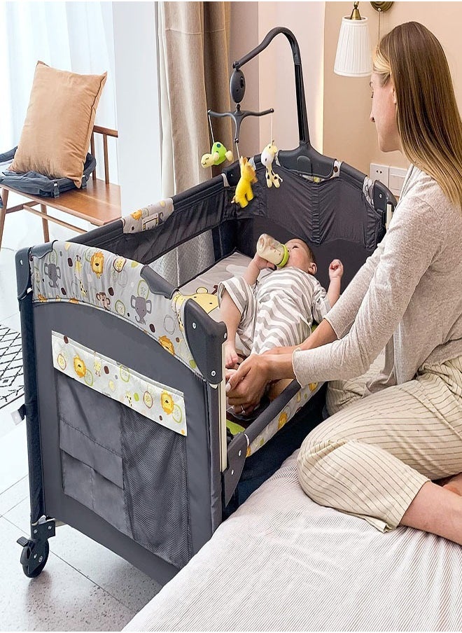 Beauenty Baby Bassinet for Sleeper with Wheels Adjustable with Mosquito Nets ,Folding Crib  - Image 2