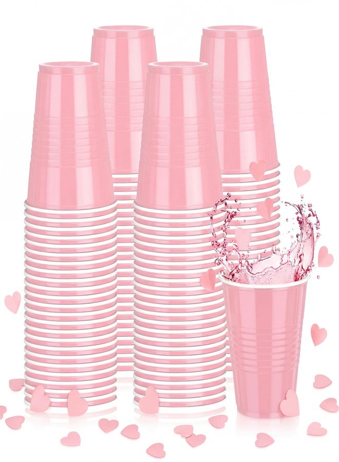 Pickmesh 50 Pack 12 oz Plastic Cups Valentine Disposable Cup Bulk for St Patricks Day Wedding Birthday Baby Shower New Year's Day Halloween and Festive Celebration Party Supplies(Light Pink) - Image 1