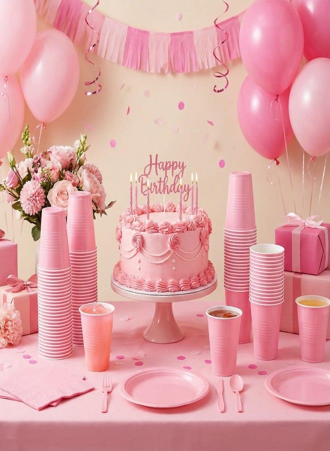 Pickmesh 50 Pack 12 oz Plastic Cups Valentine Disposable Cup Bulk for St Patricks Day Wedding Birthday Baby Shower New Year's Day Halloween and Festive Celebration Party Supplies(Light Pink) - Image 3