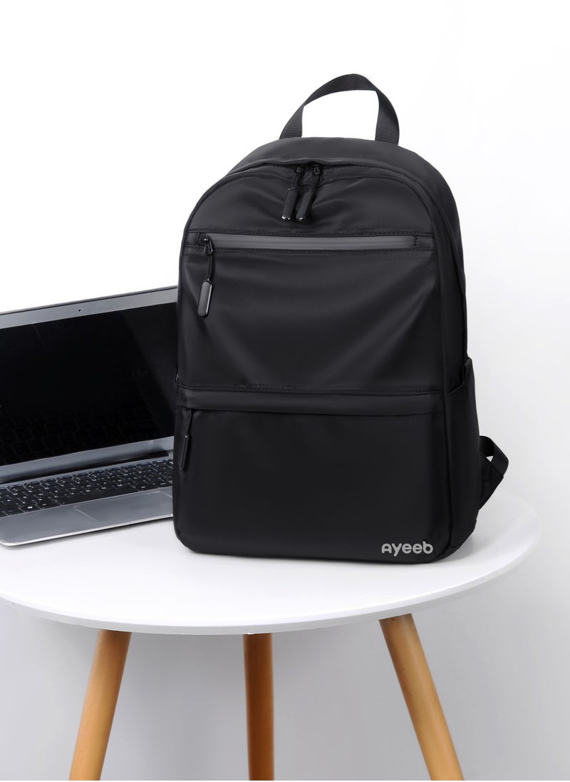 Ayeeb - Chelsea Backpack Travel Bag in Geek Black,14 inch Laptop Business Travel Under-Seat Flight Bag with Elastic Luggage Strap, Essentials Waterproof Daypack of Office, School, College for Men Women - Image 1
