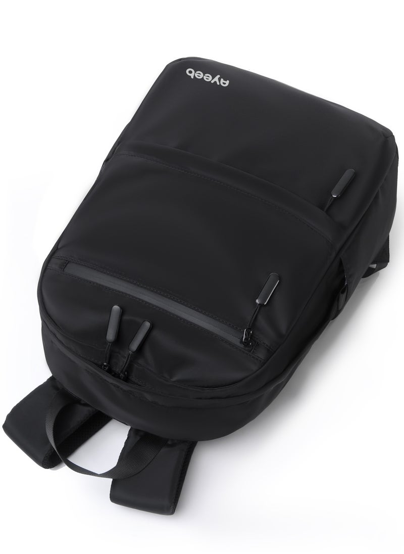 Ayeeb - Chelsea Backpack Travel Bag in Geek Black,14 inch Laptop Business Travel Under-Seat Flight Bag with Elastic Luggage Strap, Essentials Waterproof Daypack of Office, School, College for Men Women - Image 1