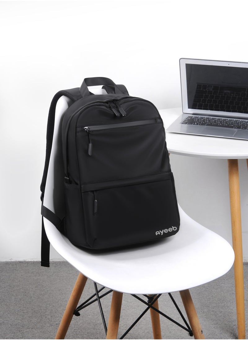 Ayeeb - Chelsea Backpack Travel Bag in Geek Black,14 inch Laptop Business Travel Under-Seat Flight Bag with Elastic Luggage Strap, Essentials Waterproof Daypack of Office, School, College for Men Women - Image 1