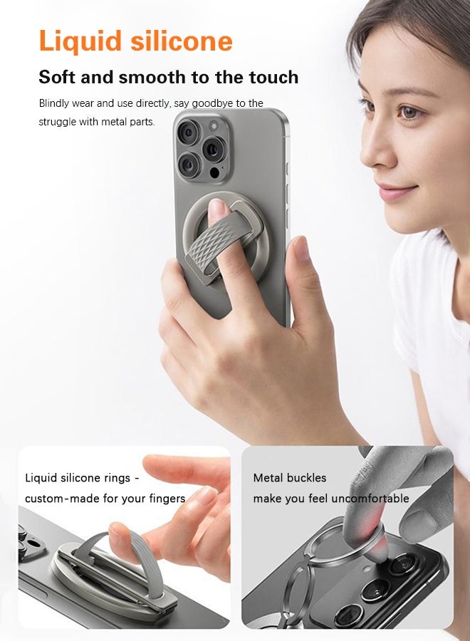 Magnetic Phone Grip Stand, 180° Rotating Finger Loop Holder with Silicone Soft Finger Strap, Phone Ring Holder - Image 4