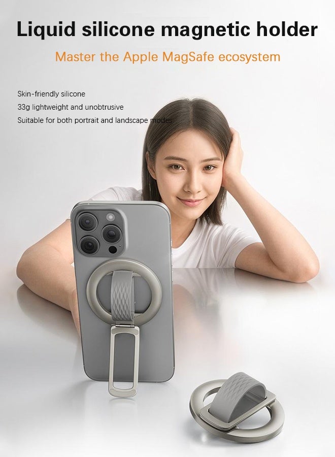 Magnetic Phone Grip Stand, 180° Rotating Finger Loop Holder with Silicone Soft Finger Strap, Phone Ring Holder - Image 2