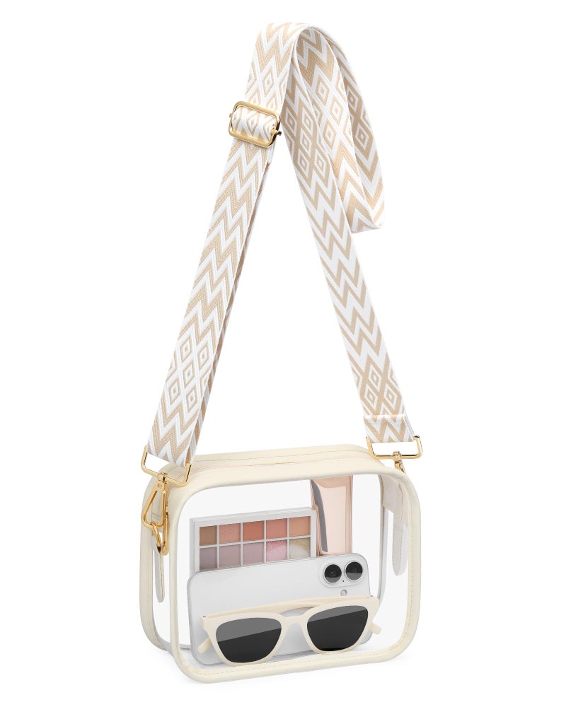FANGSUN Clear Bag for Stadium Events, Clear Purses for Women, Transparent Crossbody Stadium Bag for Concert, Sport (Beige) - Image 1