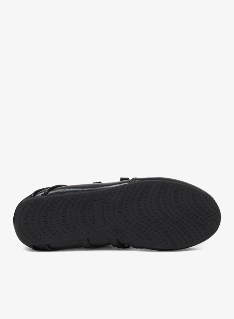 Styli  Black Solid Round Toe Velcro Sneakers for Women | Best Price UAE