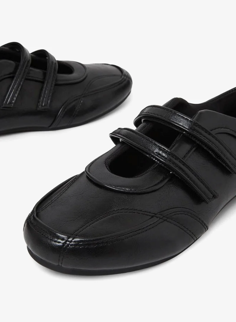 Styli  Black Solid Round Toe Velcro Sneakers for Women | Best Price UAE