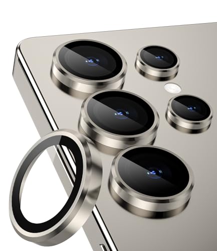 CloudValley for Samsung Galaxy S25 Ultra Camera Lens Protector, 9H Tempered Glass + Aluminum Alloy Individual Lens Protective Ring, [1 Second Installaion] Ultra-HD Glass Cover,Titanium Gray - Image 1