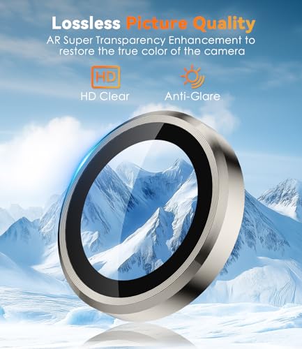 CloudValley for Samsung Galaxy S25 Ultra Camera Lens Protector, 9H Tempered Glass + Aluminum Alloy Individual Lens Protective Ring, [1 Second Installaion] Ultra-HD Glass Cover,Titanium Gray - Image 3