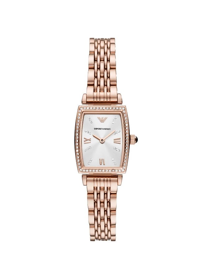 armani Emporio Armani Gianni T-Bar AR11406 Women’s Watch – Square Silver Dial Rose Gold Stainless Steel Elegant Fashion Watch - Image 1