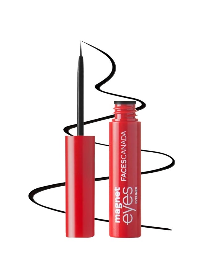 Facescanada FACES CANADA Magneteyes Eyeliner - Black, 3.5ml | Intense Matte Finish | Quick Drying | 24HR Long Lasting | Fine Tip For Precise Smooth Application | Almond Oil Enriched | Waterproof | Smudgeproof - Image 1