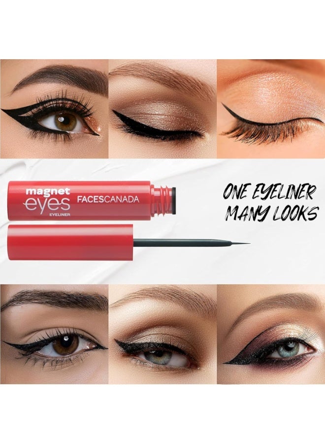 Facescanada FACES CANADA Magneteyes Eyeliner - Black, 3.5ml | Intense Matte Finish | Quick Drying | 24HR Long Lasting | Fine Tip For Precise Smooth Application | Almond Oil Enriched | Waterproof | Smudgeproof - Image 3