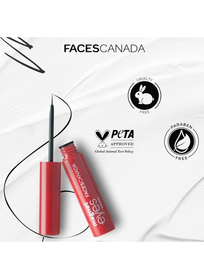 Facescanada FACES CANADA Magneteyes Eyeliner - Black, 3.5ml | Intense Matte Finish | Quick Drying | 24HR Long Lasting | Fine Tip For Precise Smooth Application | Almond Oil Enriched | Waterproof | Smudgeproof - Image 4
