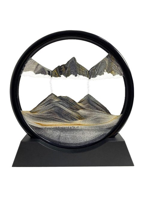 Sand Painting Moving Sand Art Picture Round Glass 3D Deep Sea Sandscape in Motion Display Flowing Sand Frame Home Office Black