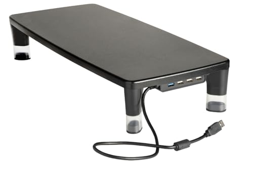3M Adjustable Monitor Stand with 4-Port USB Hub, Black, Great for Computer Monitors, Laptops, TVs, Speakers, Printers and More - Image 1