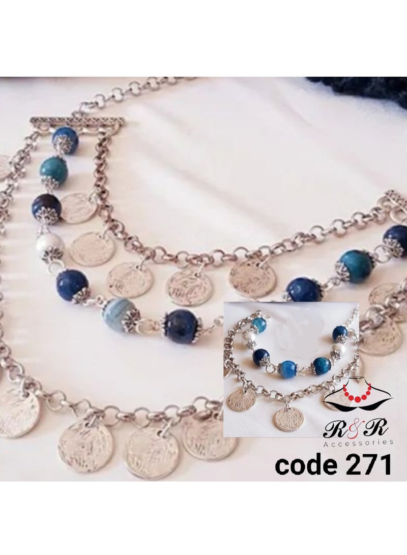 R&R Women's multi-role set of natural agate and stainless steel - Image 1