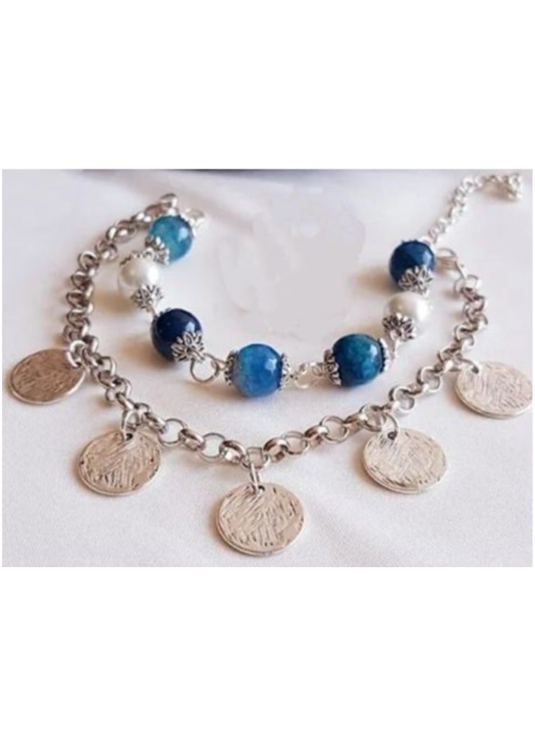 R&R Women's multi-role set of natural agate and stainless steel - Image 3