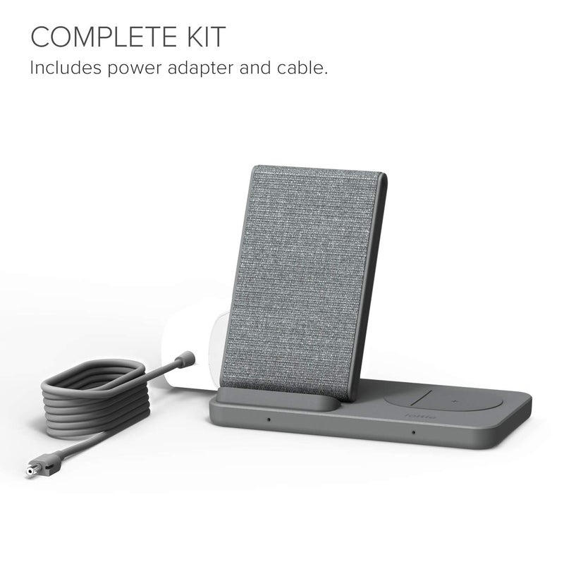 iOttie iON Wireless Duo CERTIFIED BY GOOGLE 10W Stand + 5W Pad Qi-Certified Charger | MADE FOR GOOGLE | Compatible with Google, Google Pixel, Pixel Buds | Includes Power Cable & Adapter | Dark Grey - Image 5