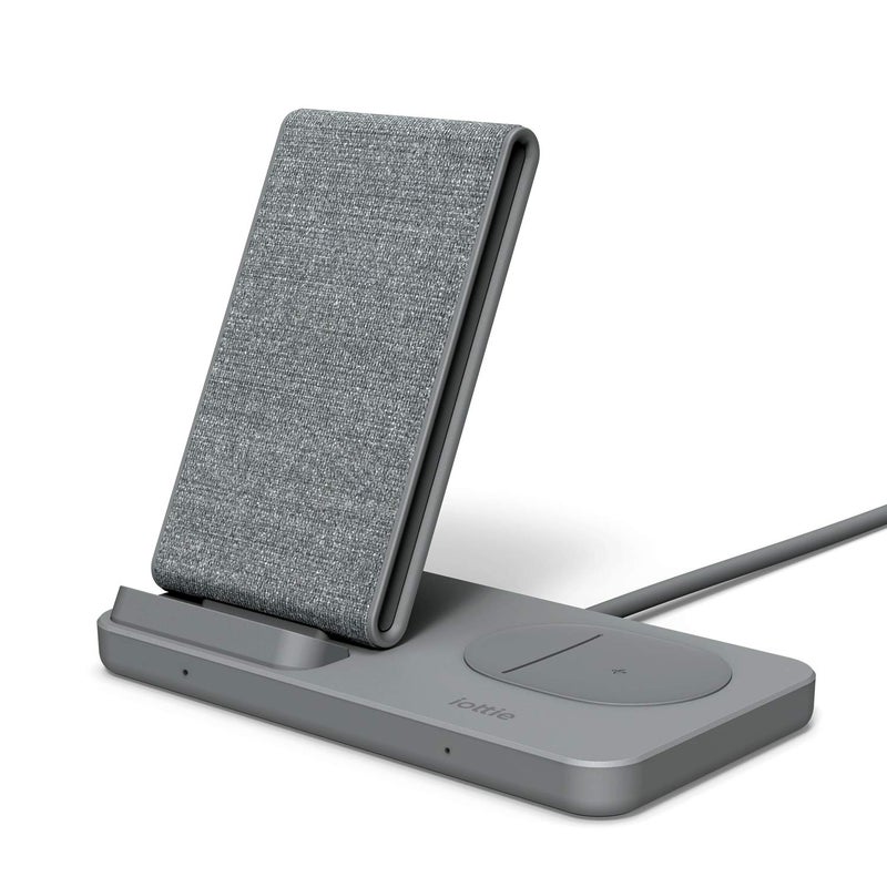 iOttie iON Wireless Duo CERTIFIED BY GOOGLE 10W Stand + 5W Pad Qi-Certified Charger | MADE FOR GOOGLE | Compatible with Google, Google Pixel, Pixel Buds | Includes Power Cable & Adapter | Dark Grey - Image 1