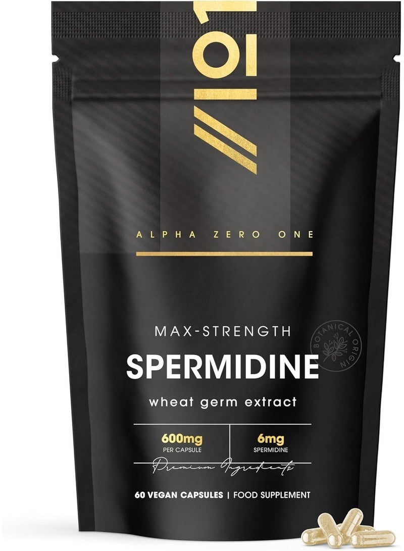 ALPHA01 Spermidine Wheat Germ 600 mg – Supports Cellular Health & Longevity, 60 Capsules - Image 1