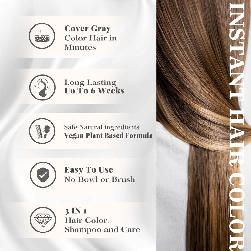 Joyful Young Hair Dye Shampoo 3-in-1, Golden Brown Semi-Permanent Gray Hair Coverage, Color Depositing Shampoo for Women & Men, Vegan, Ammonia-Free - Image 4