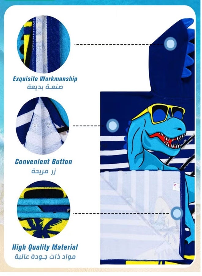 Thickened children's hooded poncho towel with extra absorbency, soft and gentle on the skin, suitable for various occasions (beach/pool/bathroom). Ideal gift choice. - Image 4