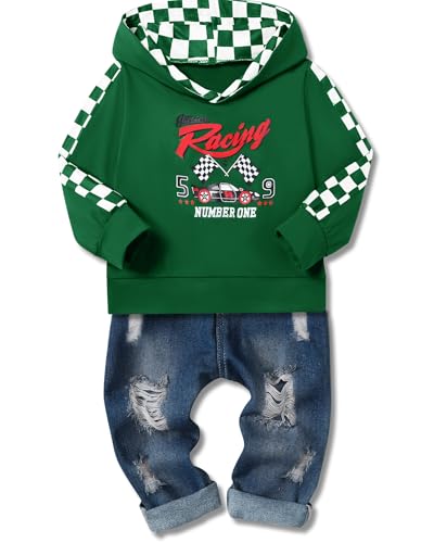 WESIDOM Toddler Boy Clothes,Long Sleeve Printing Hoodie+Jeans Pants Toddlers Boys Outfits Set 1-6Y Kids Clothing - Image 1