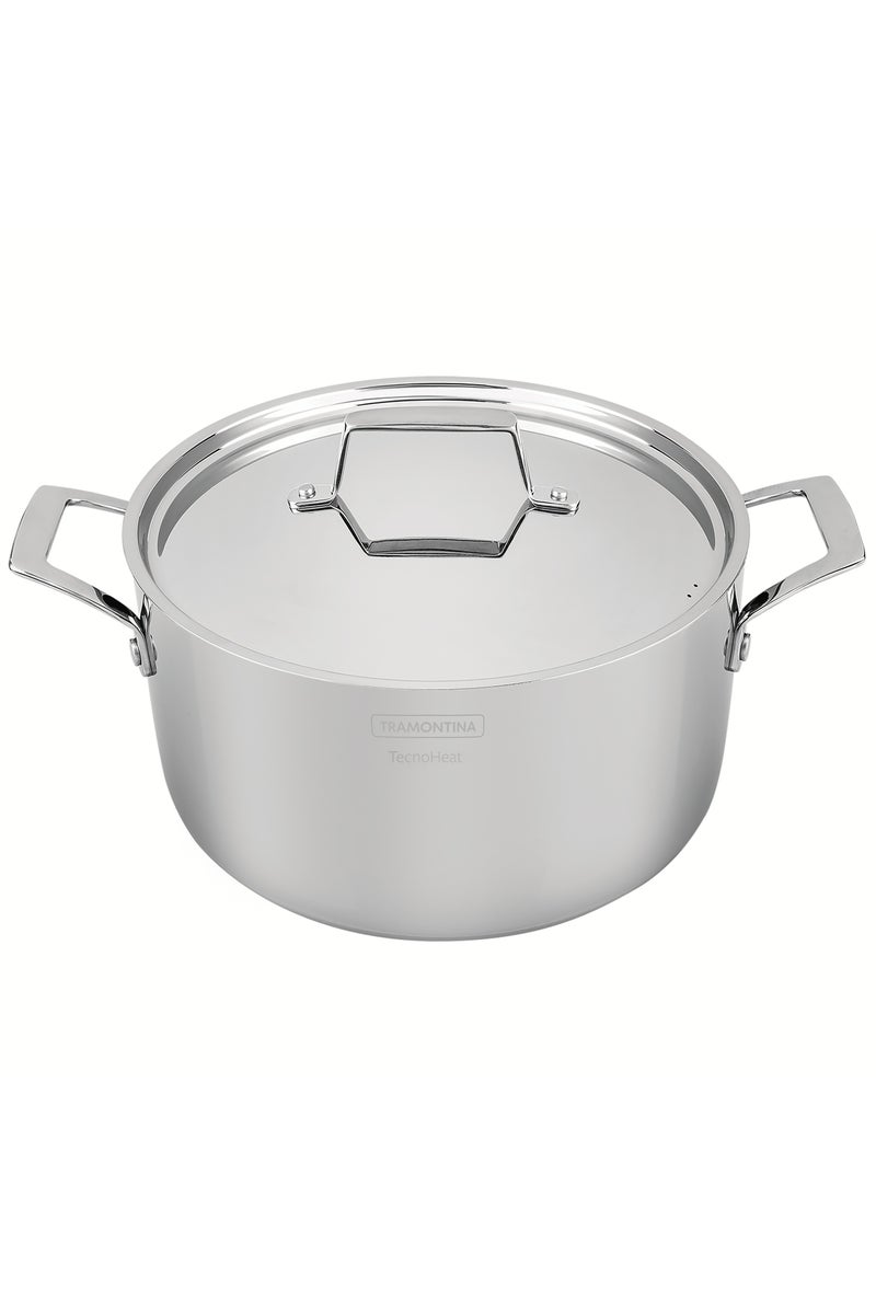 ترامونتينا غرانو قدر طهي مسطح 24 سم – ستانلس ستيل بهيكل ثلاثي الطبقات مع غطاء ومقابض، سعة 4.7 لتر، متوافق مع الحث الحراري – صنع في البرازيل، موديل 62143240 - Image 1
