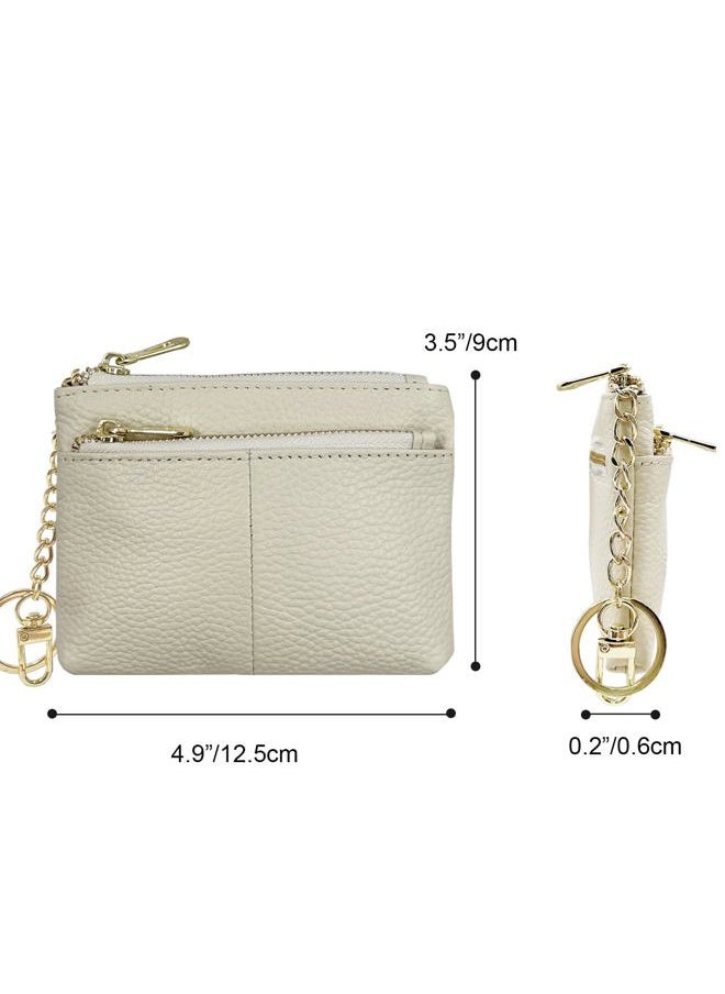 Beurlike - Womens RFID Coin Purse Change Wallet Small Leather Card Holder Keychain(White) - Image 1