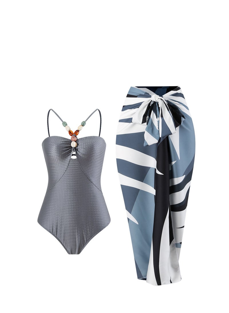 Y&D 2 Pice Summer swimsuit cover up women halter  set swimming suit women swimwear - Image 1