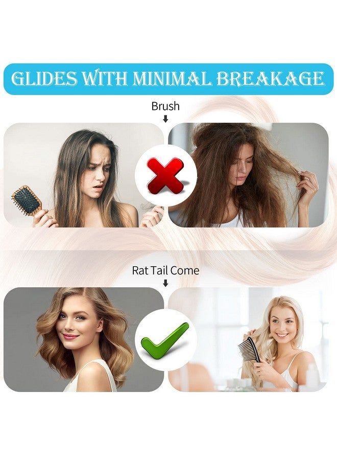 Romooa Hwojjha 3 Pieces Wide Tooth Comb Jumbo Rake Comb Hair Detangler Salon Shampoo Comb For Long Hair And Curly Hair Detangling Tools For 4C Hair(Black Blue Pink) (Blue) - Image 3