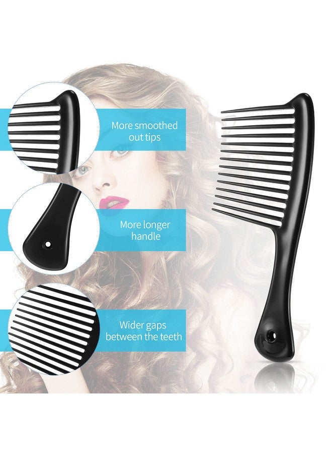 Romooa Hwojjha 3 Pieces Wide Tooth Comb Jumbo Rake Comb Hair Detangler Salon Shampoo Comb For Long Hair And Curly Hair Detangling Tools For 4C Hair(Black Blue Pink) (Blue) - Image 5