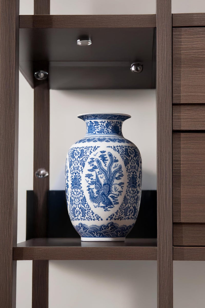 GaLouRo Blue and White Vase, Chinoiserie Porcelain for Living Room Shelf, Entryway Decor & Blue and White Home Centerpiece, Blue Vases Home DÃ©cor,11" H - Image 4
