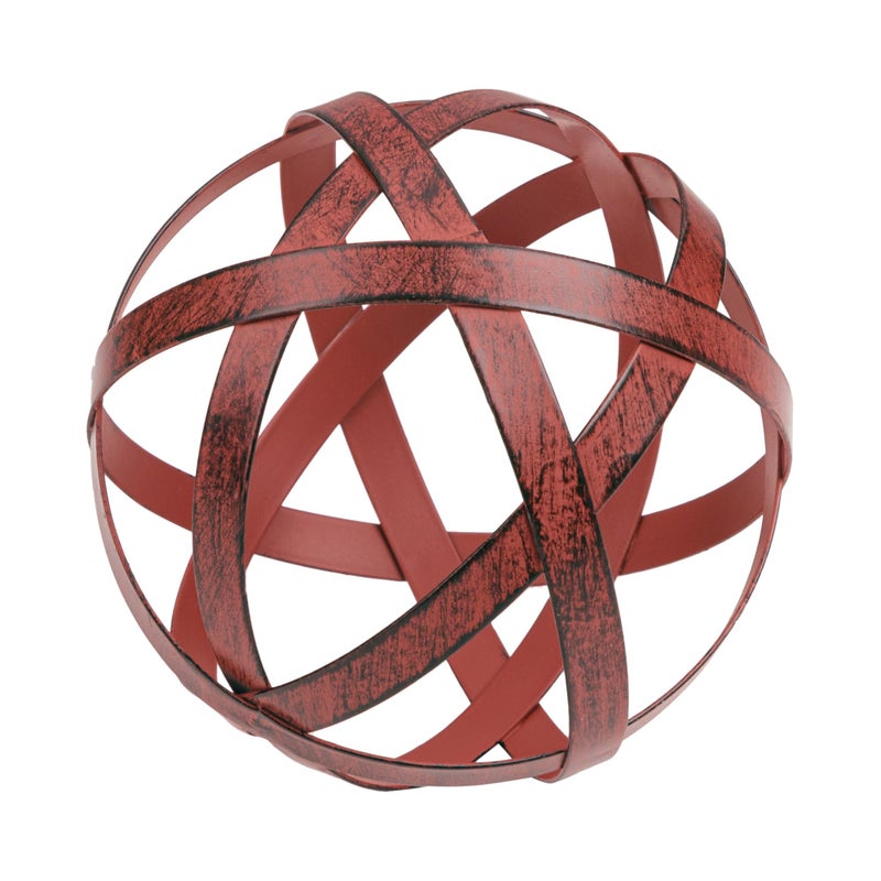 Everydecor Metal Decorative Sphere for Home Decor - Decorative Balls for Shelves, Centerpiece Bowls, Bookshelf - Decoration Orbs Accents for Living Room, Bedroom - Distressed Red Shelf Spheres - Image 1