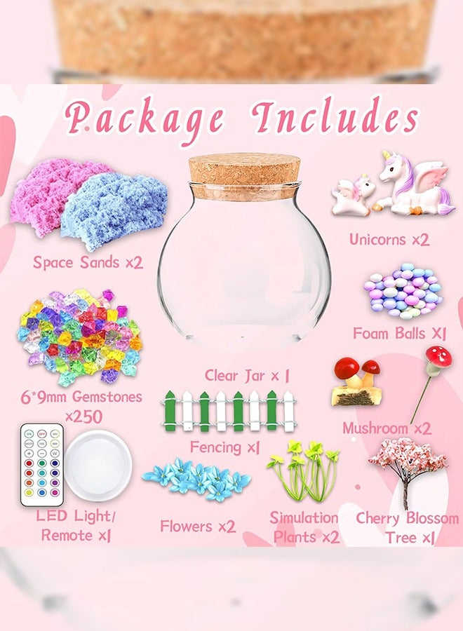 Haidue Unicorn Terrarium Craft Kit for Kids Gifts for Girls Night Light Up Terrarium Kit DIY Unicorn Birthday Gift Toys for Girls Ages 4 5 6 7 8-12 Year Old Unicorn Art Craft Kit with Remote - Image 3