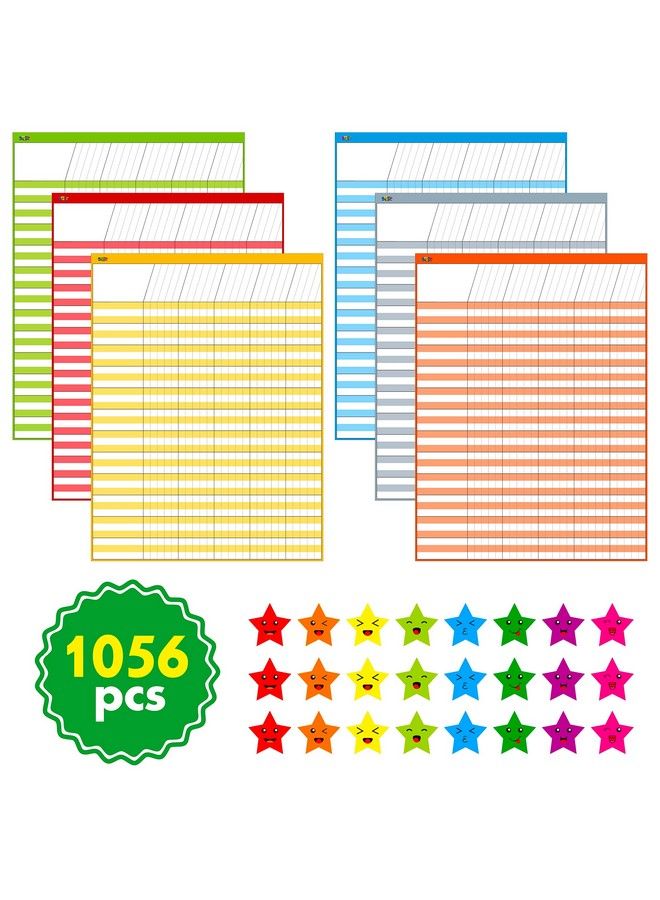 SpriteGru 6 Pack Multicolor Dry Erase Incentive Chart Chore Responsibility School Attendance Homework Progress Tracking Chart 6 Pack In Multicolor 36 Rows X 25 Columns (17" X 22.5") With 1056 Stars - Image 2