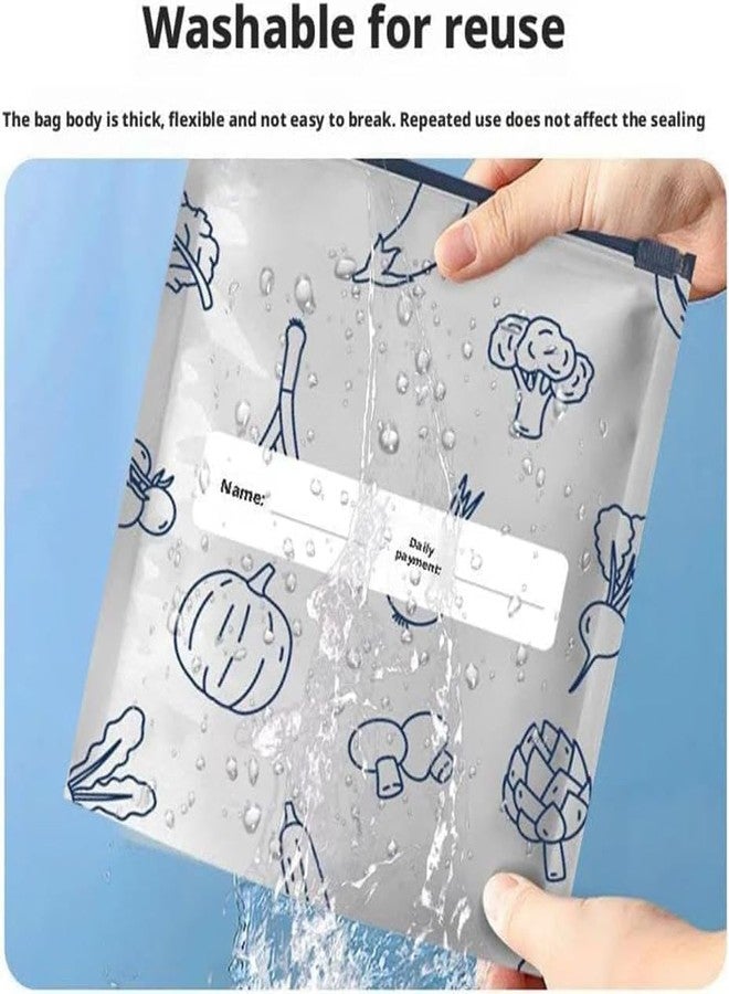 NESTIFY Reusable Aluminum Foil Sealable Storage Bags Label and Zip Lock Vegetable Fruit Meat Biryani Food Kitchen Storage & Freezing, Stand-Up Bottom Silver Foil Pouches (Silver) (20) - Image 3