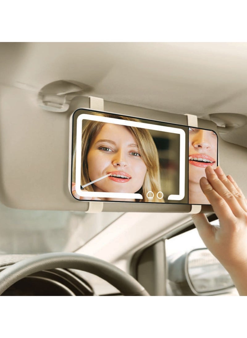 porodo Lifestyle Shinevibe Car Makeup Mirror with Adjustable Brightness / Travel Mirror / Adjustable Brightness / 3 Light Modes / Rechargeable Portable Mirror - Image 2