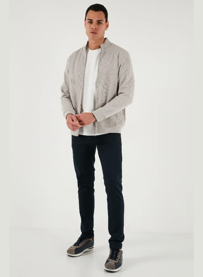 بوراتي كارديجان رجالي بياقة واقفة وسحاب من قطن بوراتي بقصة مريحة