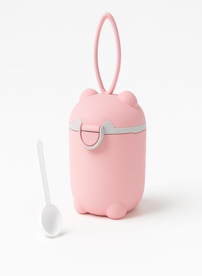 GUCHIGU Silicone Baby Milk Powder Dispenser Box with Scoop, BPA-Free Double Layer Formula Container, Food Grade Snack Storage for Kids & Travel (340gm, PB2255B-Pink) - Image 1