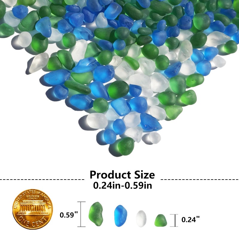 Qygl Sea Glass Stones - 0.9Lb Frosted Glass Pebbles Gemstones - Perfect For Aquarium Rocks  Fish Tank Gravel  Vase Fillers  Diy Crafts  And Home Decor (Green  Aquamarine  White) - Image 3