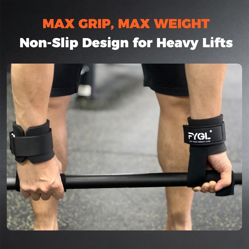 FYGL Cotton Lifting Straps with Neoprene Wrist Supports – Heavy-Duty Gym Wrist Straps for Weightlifting, Deadlift, Powerlifting & Workout – Enhanced Grip, Ergonomic Support for Men & Women - Image 3