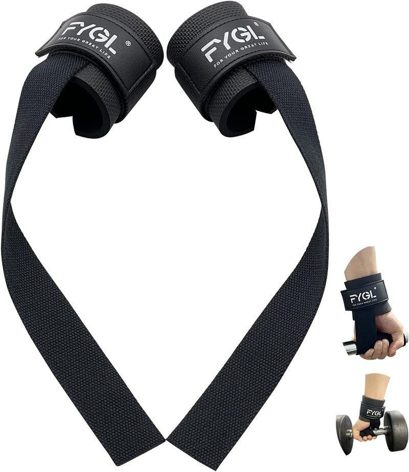 FYGL Cotton Lifting Straps with Neoprene Wrist Supports – Heavy-Duty Gym Wrist Straps for Weightlifting, Deadlift, Powerlifting & Workout – Enhanced Grip, Ergonomic Support for Men & Women - Image 1